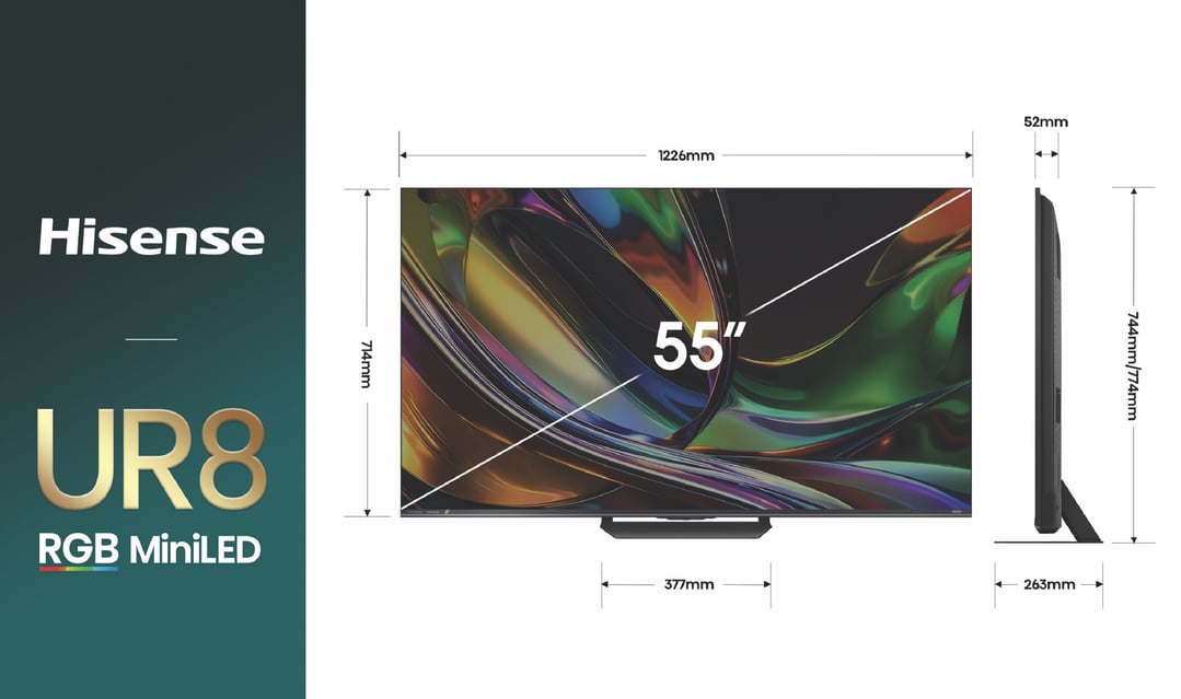 Hisense 55'' RGB MiniLED UR8S 180Hz 4K Smart AI TV (2026) 55UR8SAU