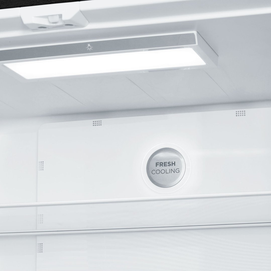 Interior of a fridge showing the fresh cooling feature and LED lighting