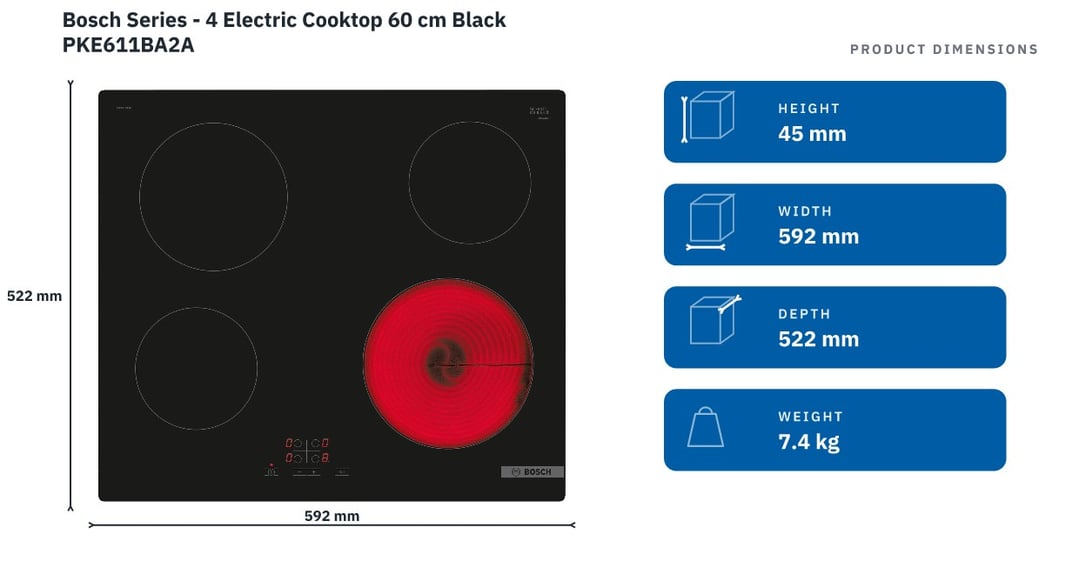 Bosch Series - 4 Electric Cooktop 60 cm Black PKE611BA2A