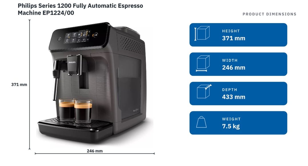 Philips Series 1200 Fully Automatic Espresso Machine EP1224/00