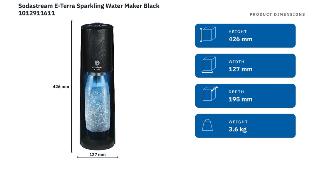 Sodastream E-Terra Sparkling Water Maker Black 1012911611