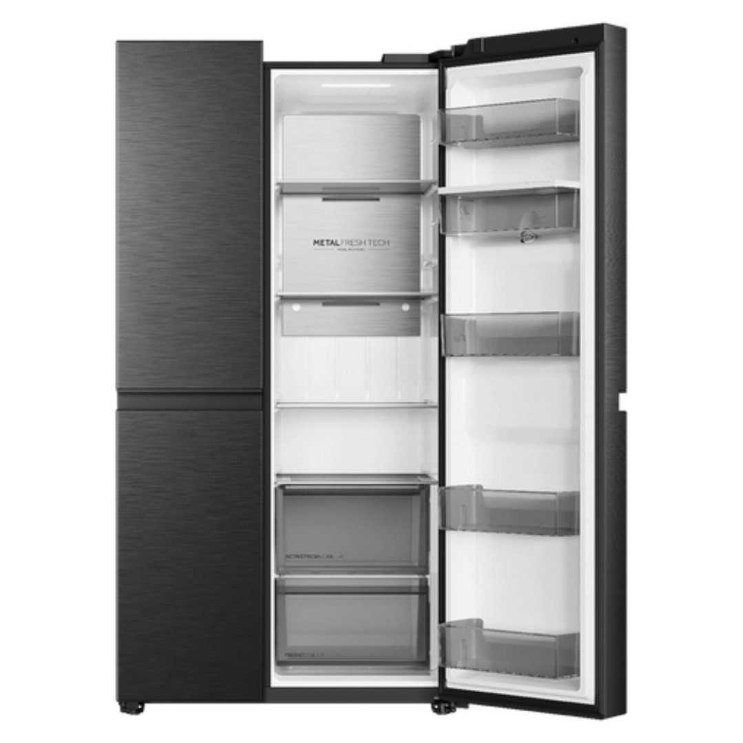 Haier 661L 500 Series, Side-by-Side Refrigerator Freezer, Water, Non-Plumbed, Black HRF650XHC