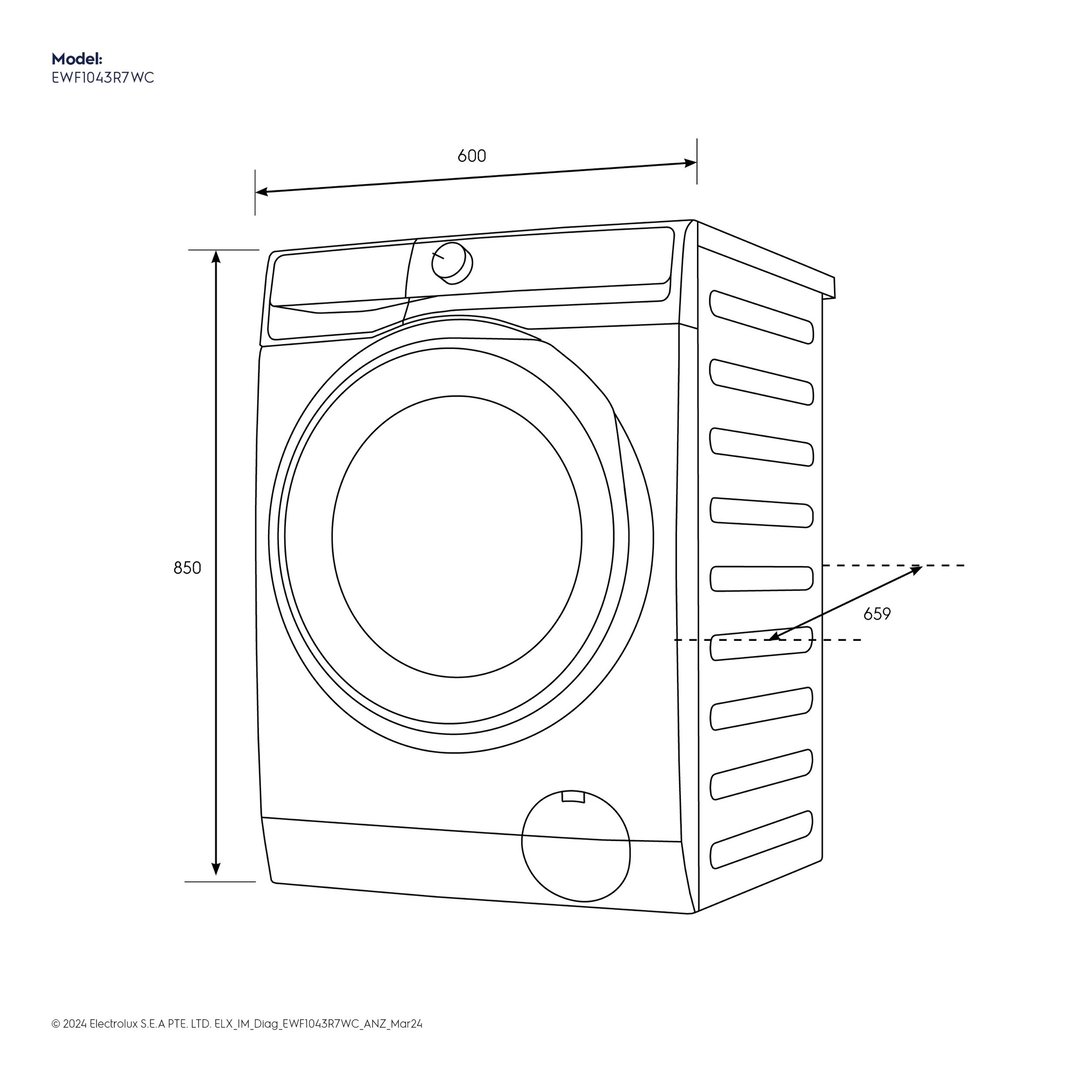 Electrolux 10kg UltimateCare 700 Front Load Washing Machine EWF1043R7WC