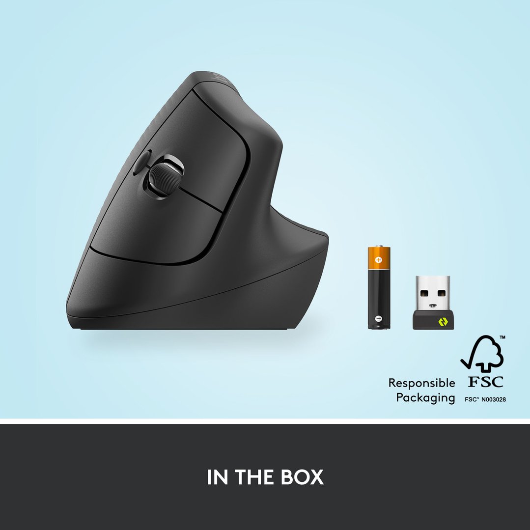 Logitech Lift Vertical Ergonomic Mouse. 910-006479
