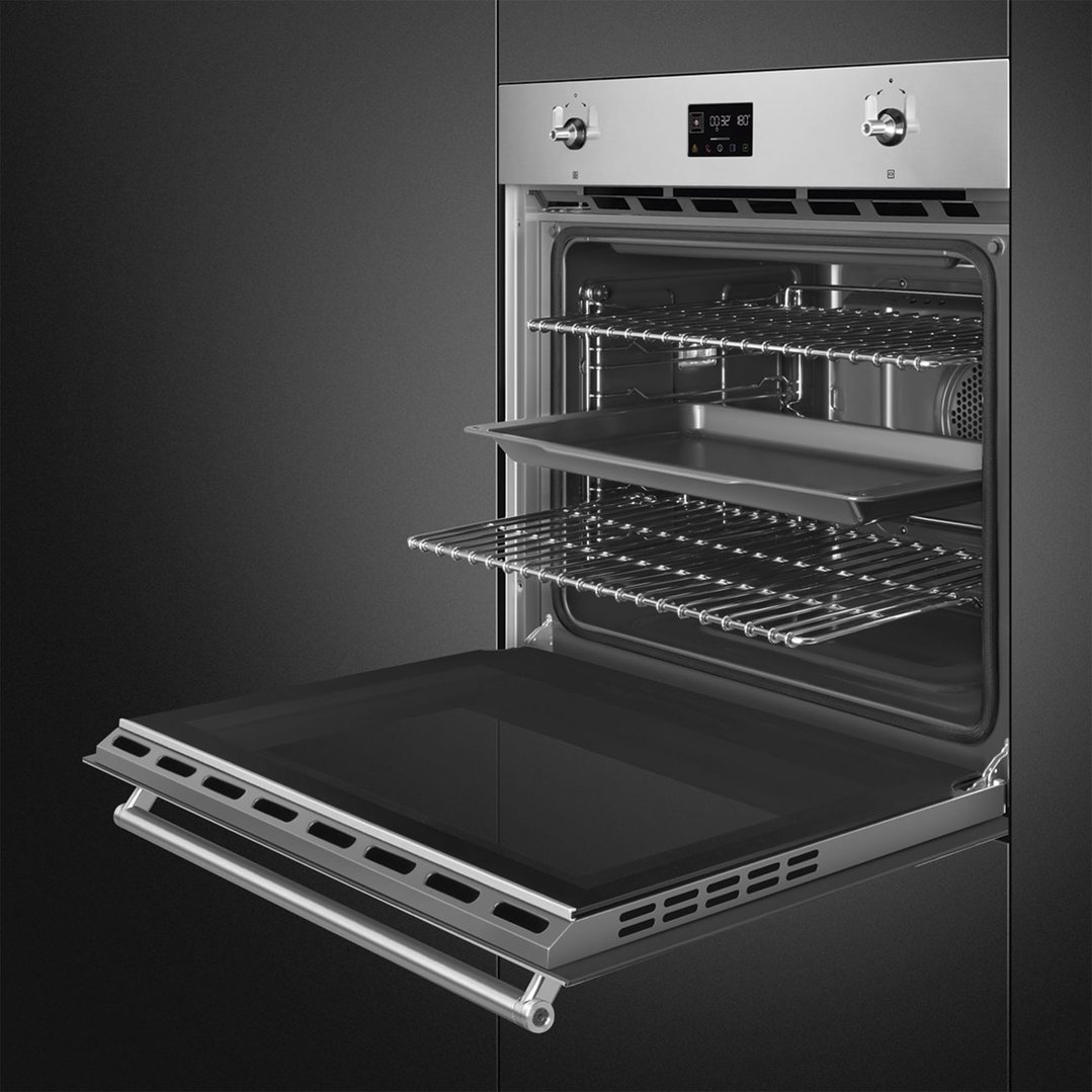 Smeg 76cm Classic Pyrolytic Oven With Single Point Probe SOPA3302TPX