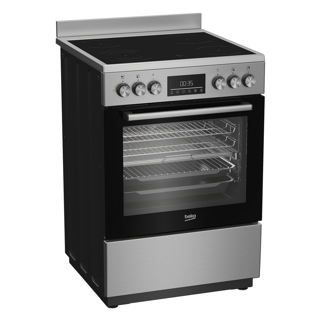 Beko Aeroperfect 60cm Freestanding Cooker with SteamAdd & Airfry and Ceramic Cooktop - Stainless Steel BFCB60VMX