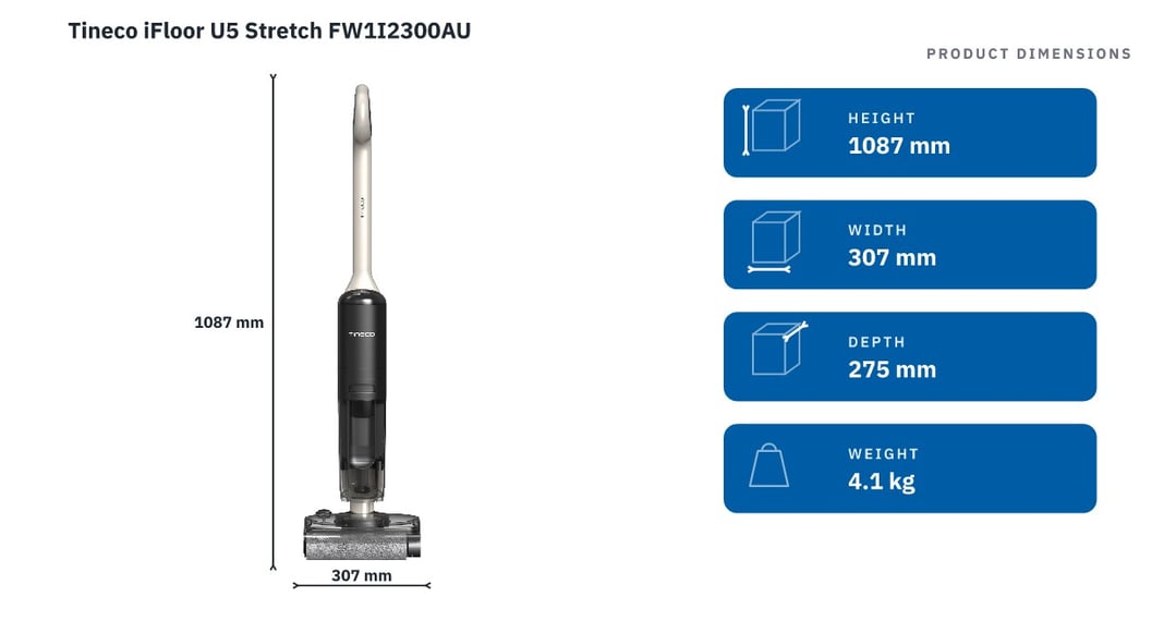 Tineco iFloor U5 Stretch FW1I2300AU — product dimensions