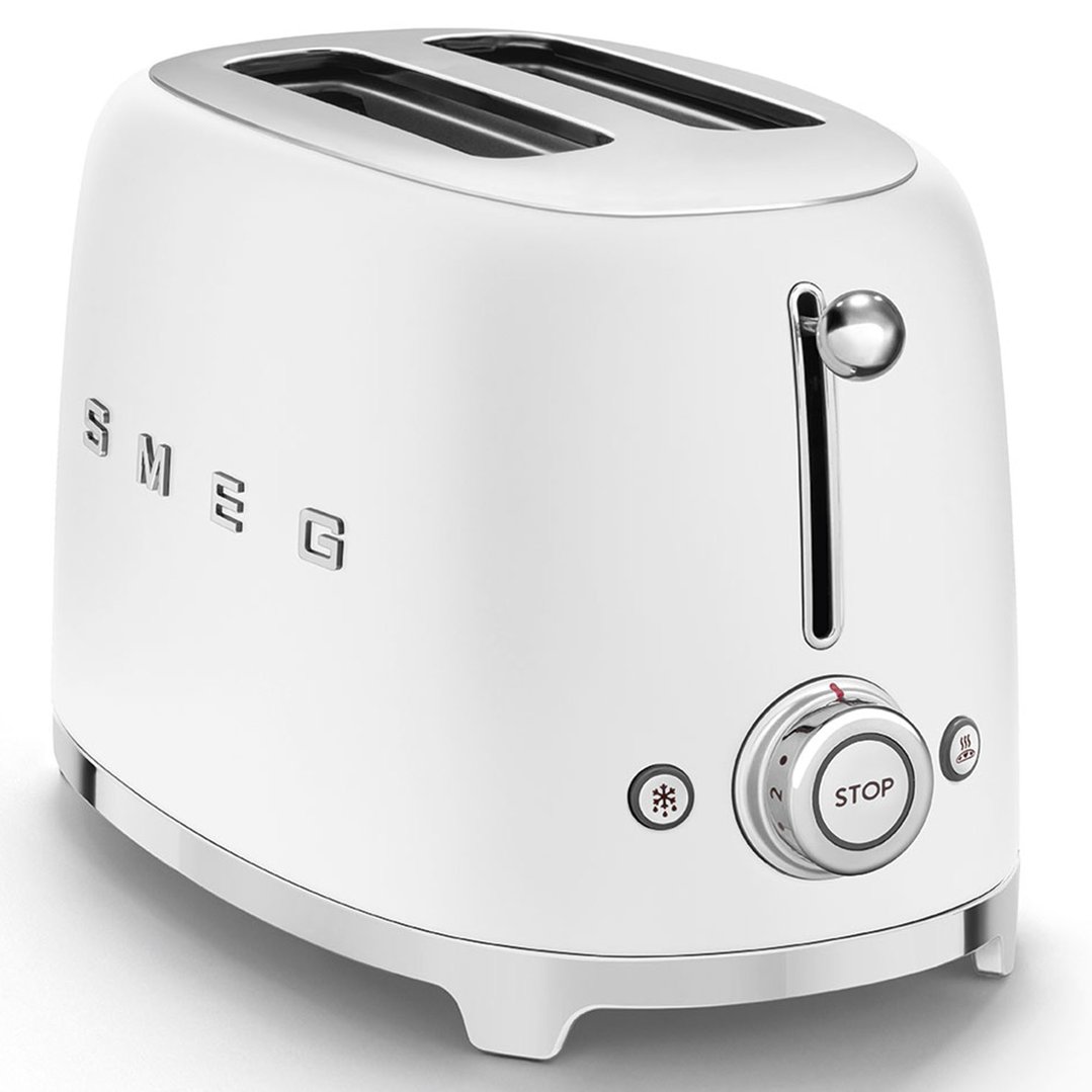 Smeg 50's Retro Style 2 Slide Toaster White Matte TSF01WHMAU Buy