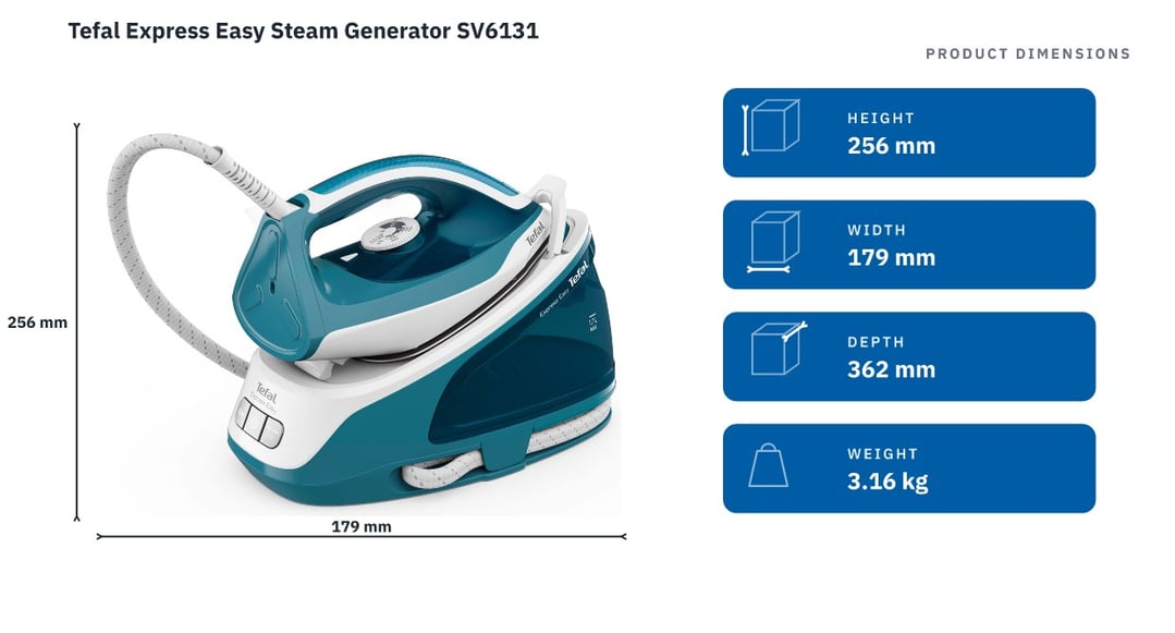 Tefal Express Easy Steam Generator SV6131 — product dimensions