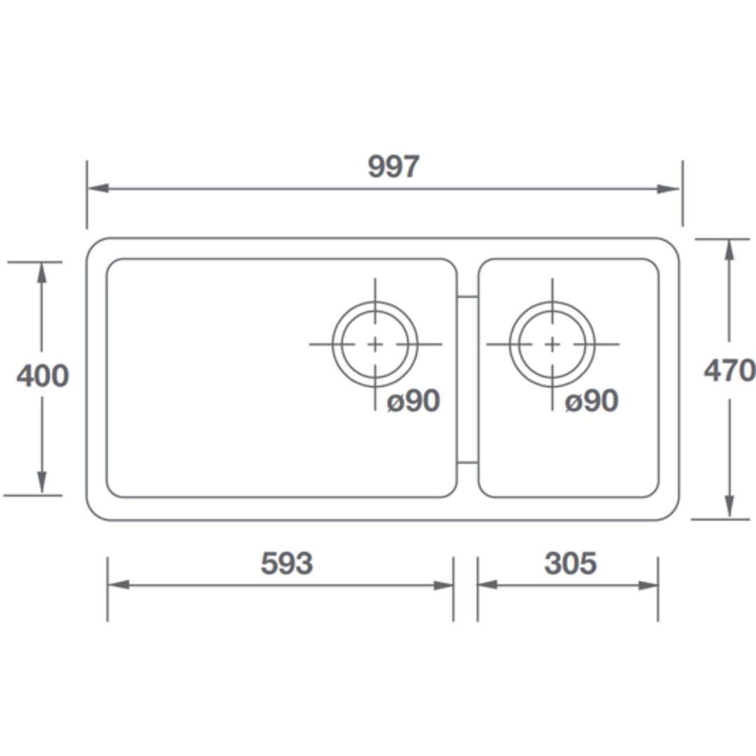 Shaws Edgeworth Double Bowl Sink SEDG100WH