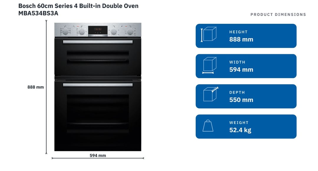 Bosch 60cm Series 4 Built-in Double Oven MBA534BS3A