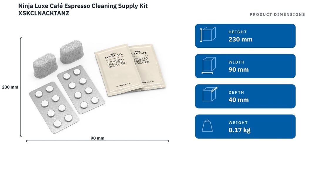 Ninja Luxe Café Espresso Cleaning Supply Kit XSKCLNACKTANZ — product dimensions