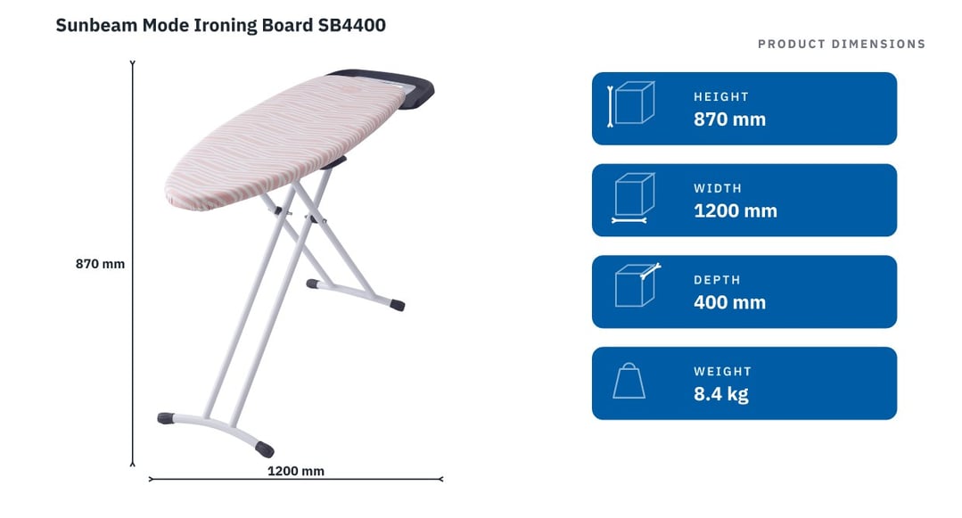 Sunbeam Mode Ironing Board SB4400 — product dimensions