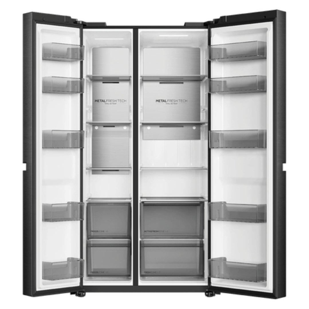 Haier 666L 500 Series, Side-by-Side Refrigerator Freezer, Black HRF650XC