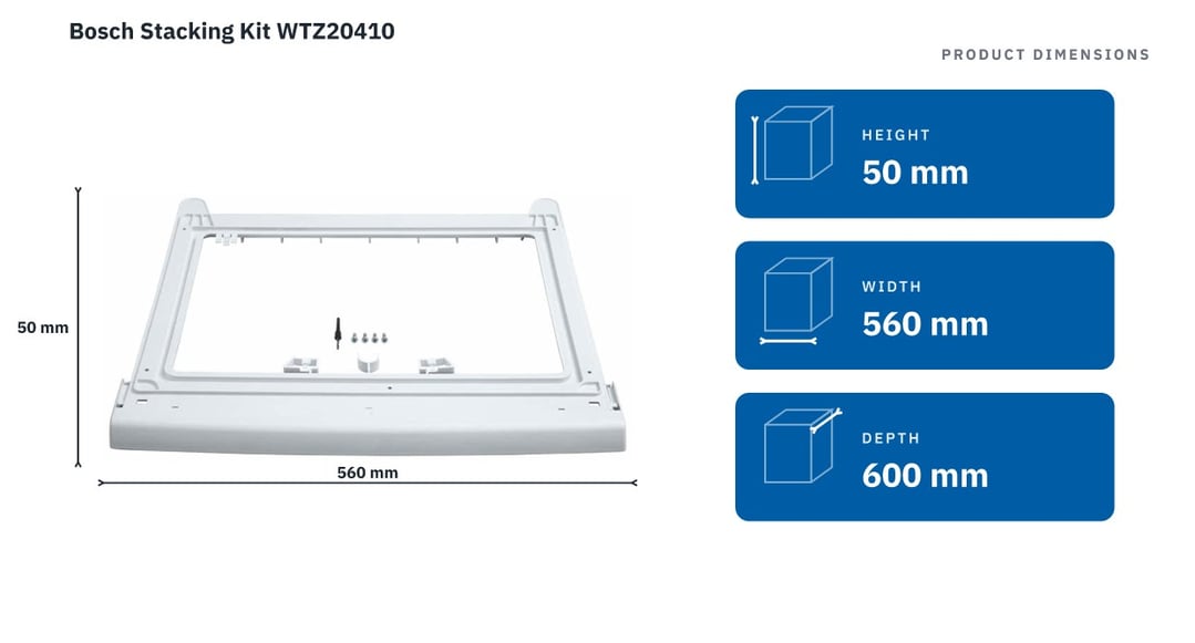 Bosch Stacking Kit WTZ20410 — product dimensions