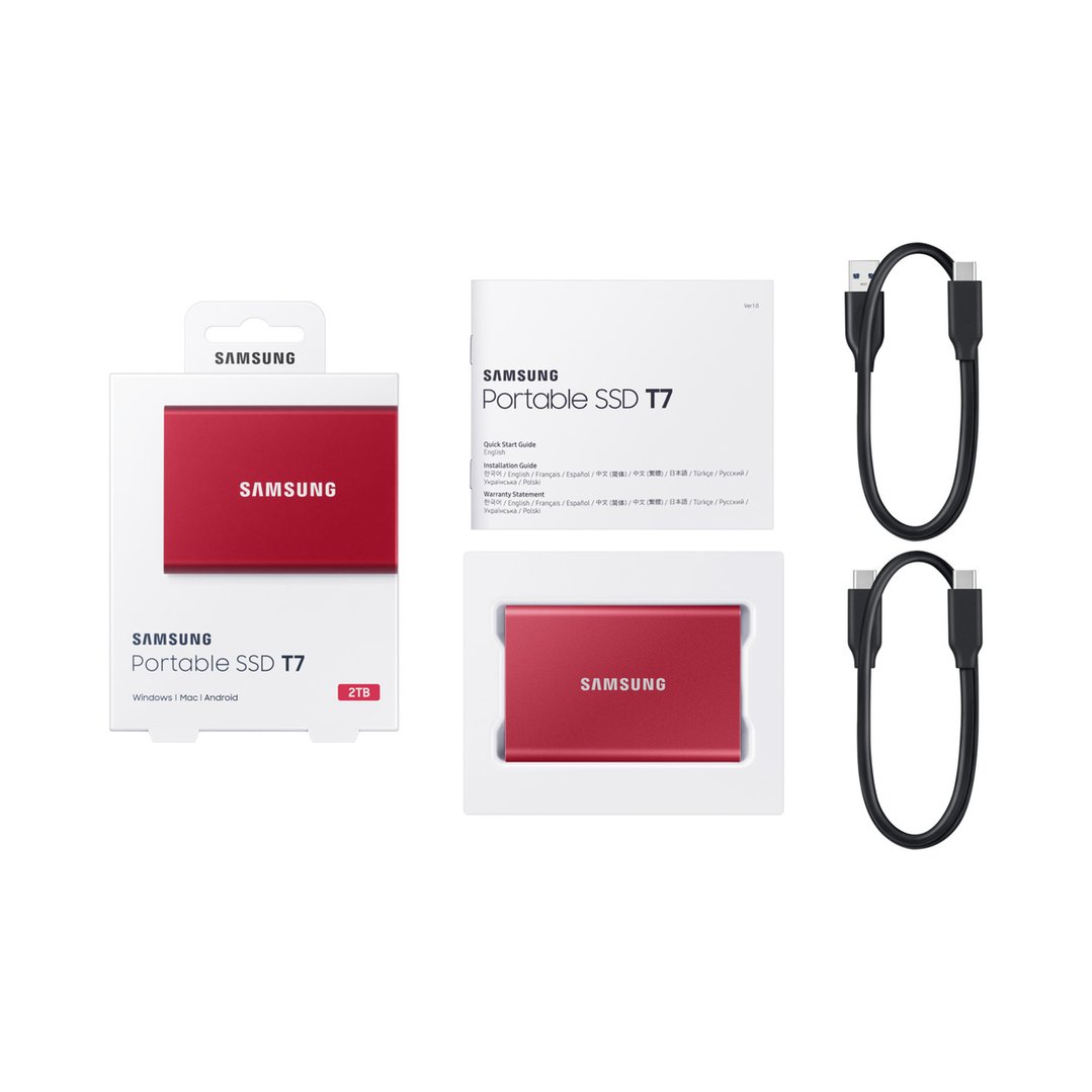 Samsung 2TB Portable SSD T7 USB3.2Metallic Red MU-PC2T0R