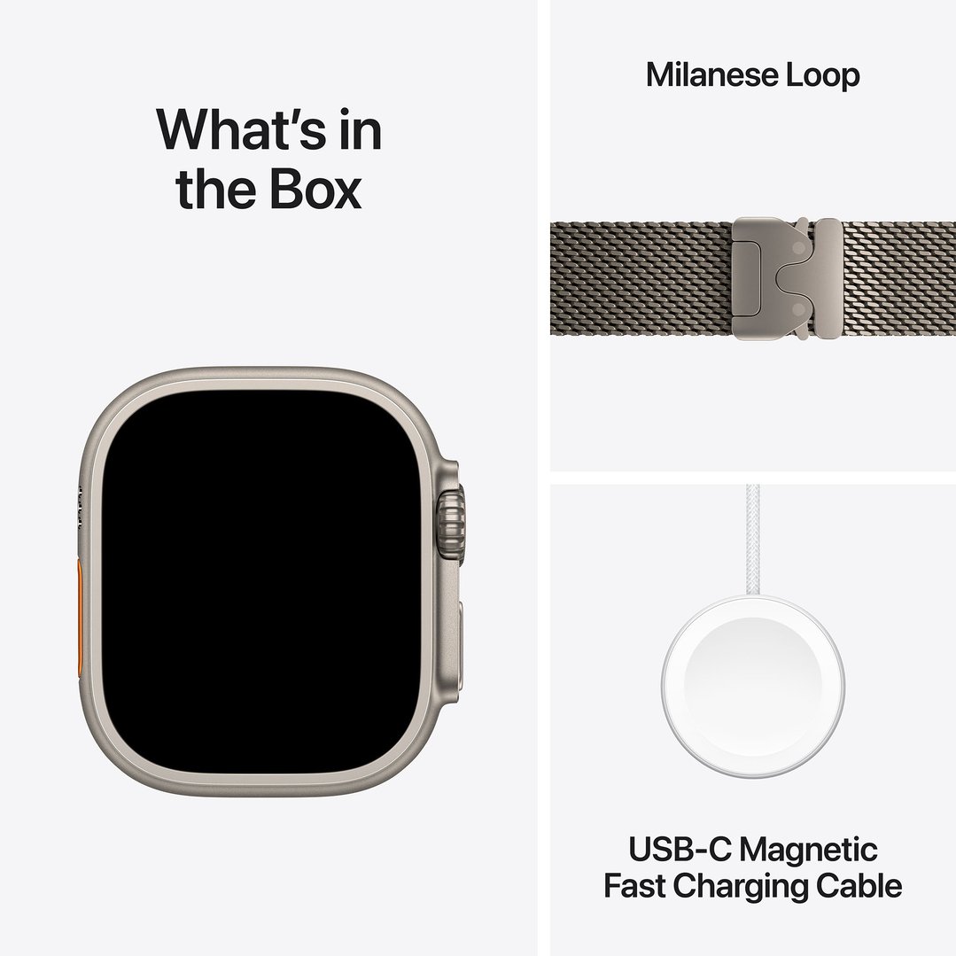 Apple Watch Ultra 3 49mm Natural Titanium Case GPS + Cellular Milanese Loop (Large) MF0E4X/A