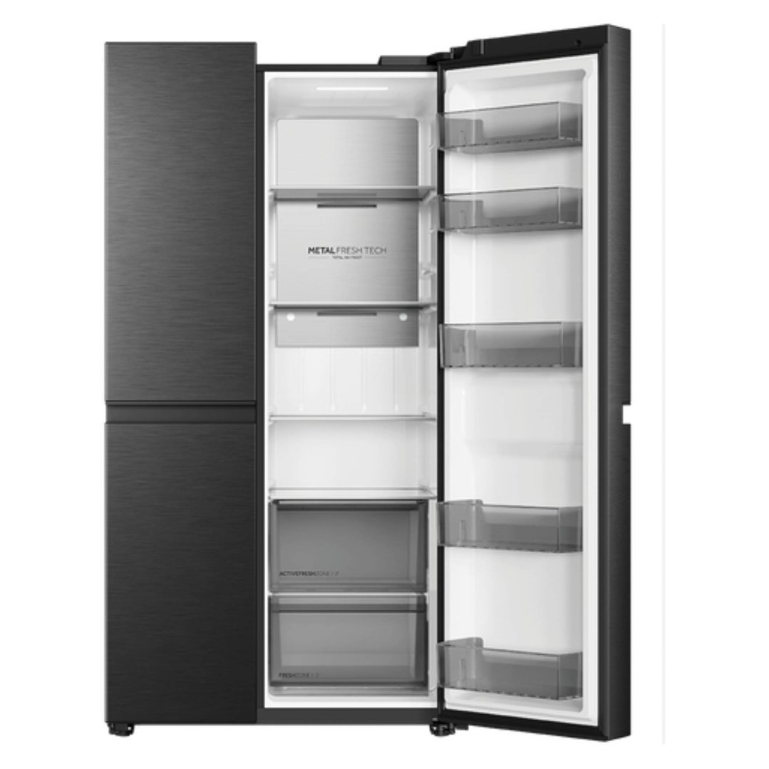 Haier 666L 500 Series, Side-by-Side Refrigerator Freezer, Black HRF650XC