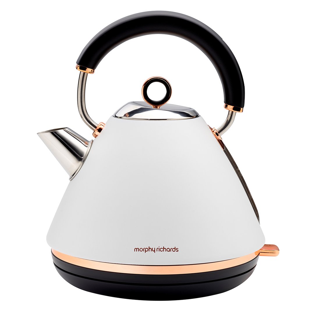 Morphy Richards White Accents Rose Gold Traditional Pyramid Kettle