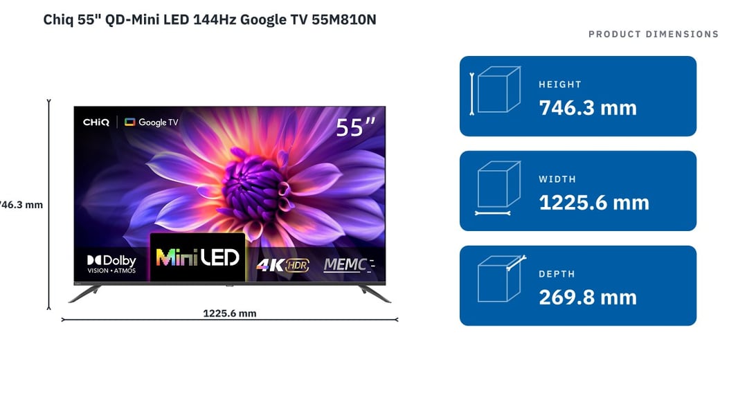 Chiq 55" QD-Mini LED 144Hz Google TV 55M810N