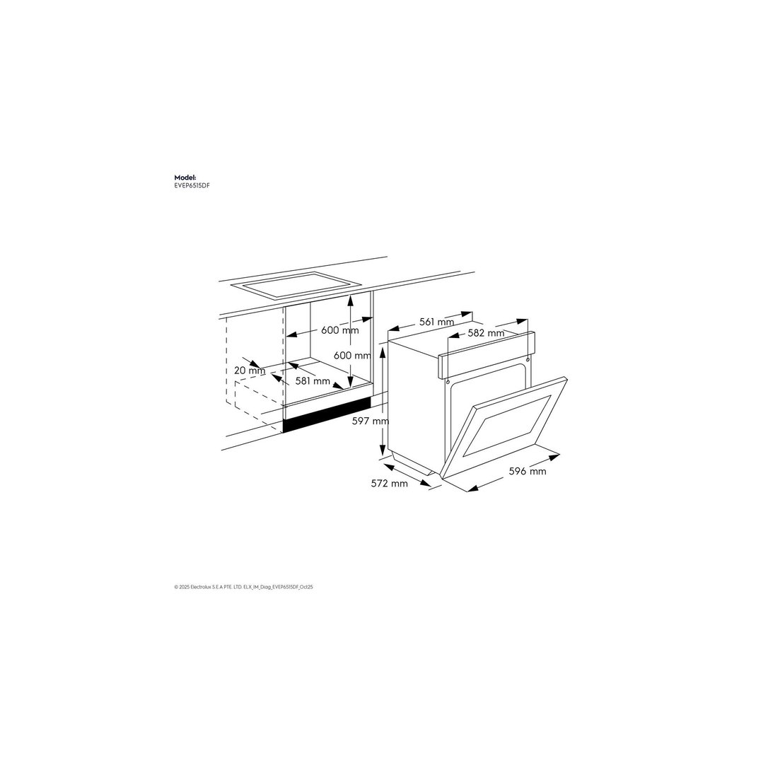 Electrolux 60cm Pyrolytic Oven with SteamBake, Black - 600 Series EVEP6515DF