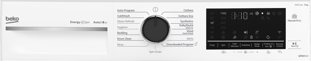 Beko 9kg Autodose Front Load Washing Machine with Steam White BFLB903ADW1