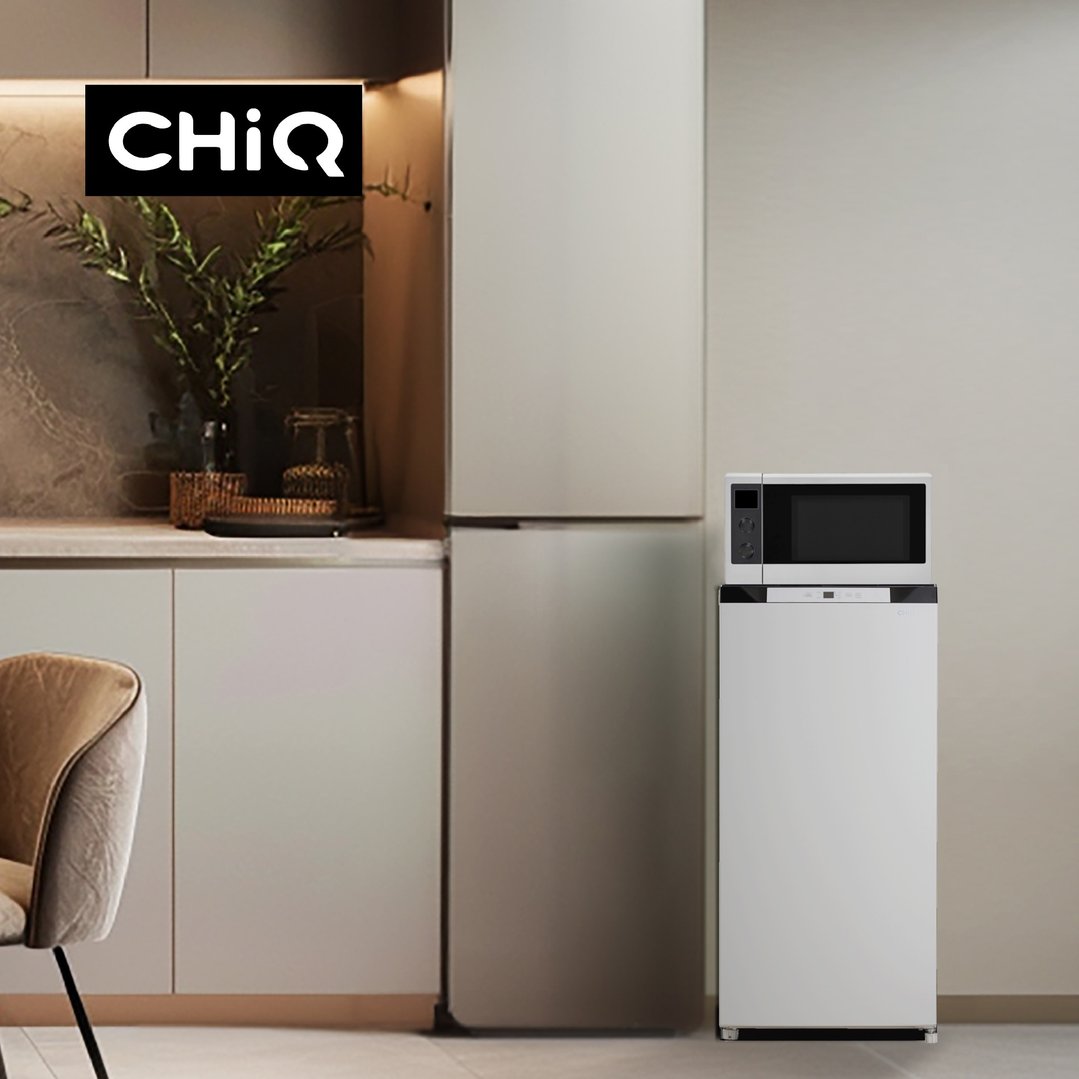CHIQ freezer and microwave in a modern kitchen setting