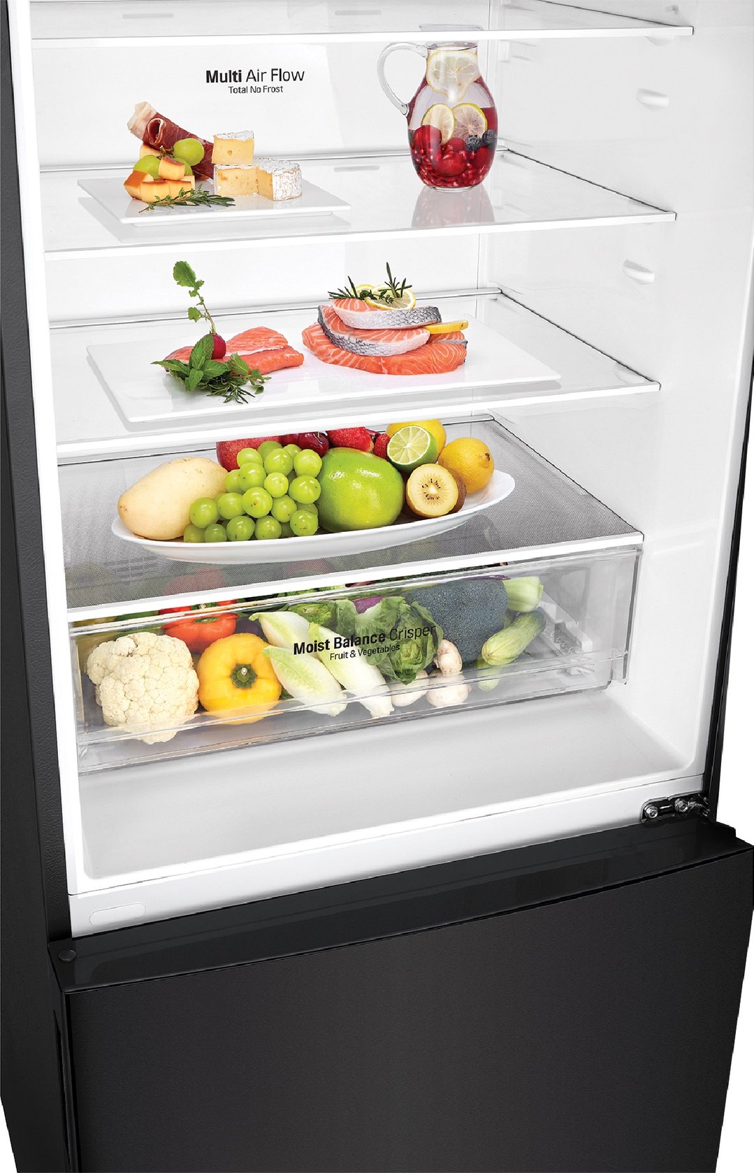 LG 420L Bottom Mount Fridge Black Steel GB455BTL