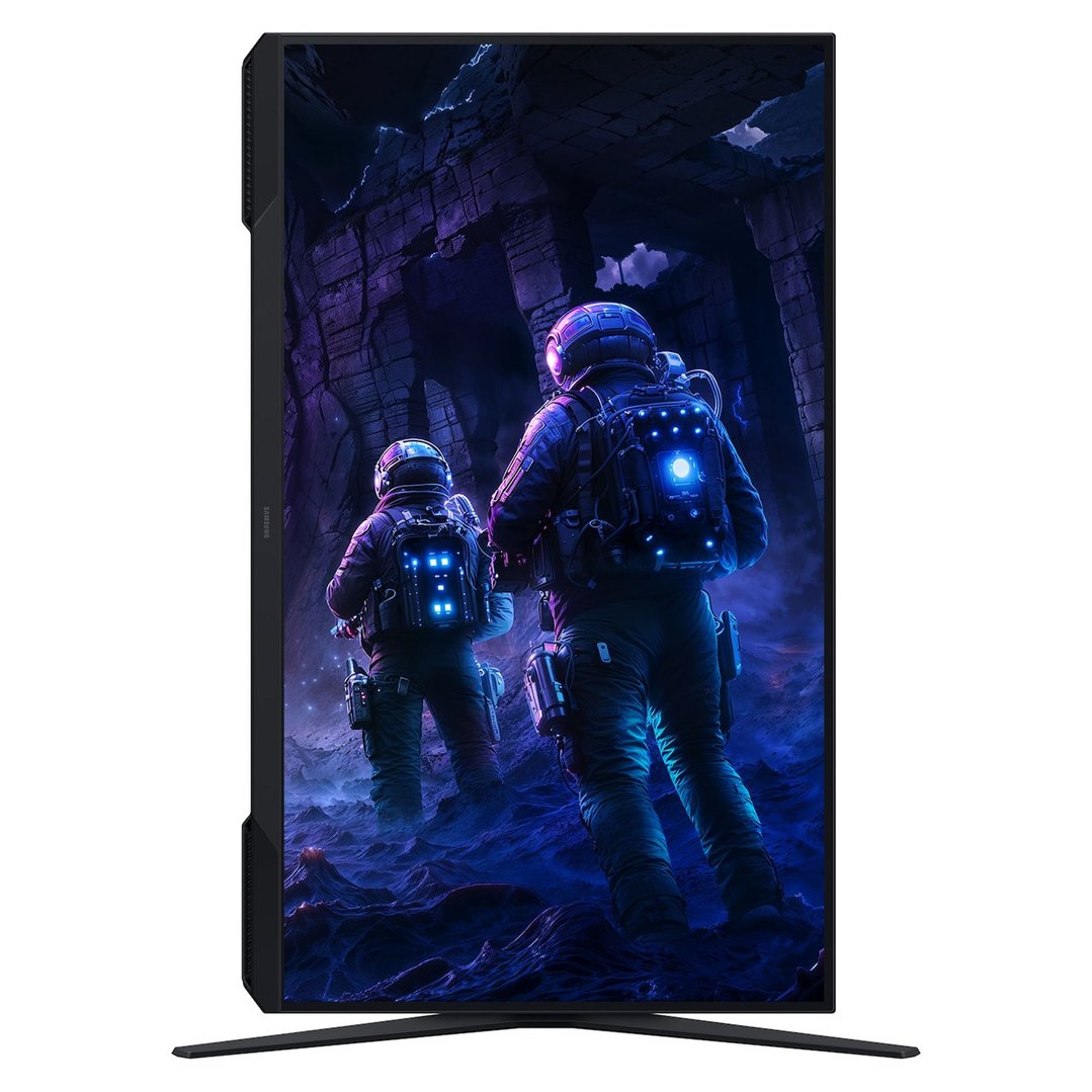 A SAMSUNG 32 inch Odyssey G5 gaming monitor displaying a sci-fi scene