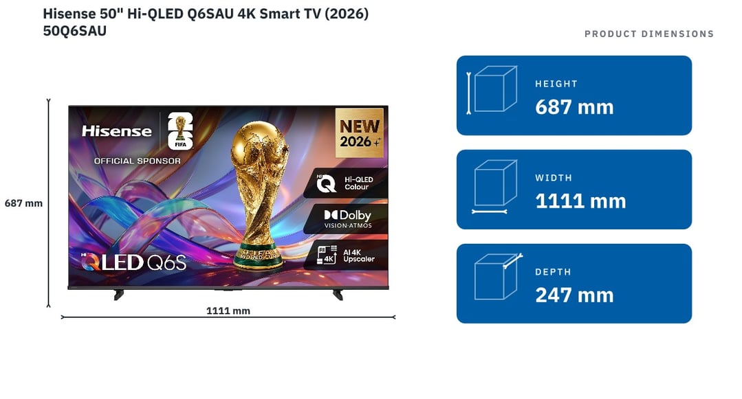 Hisense 50" Hi-QLED Q6SAU 4K Smart TV (2026) 50Q6SAU