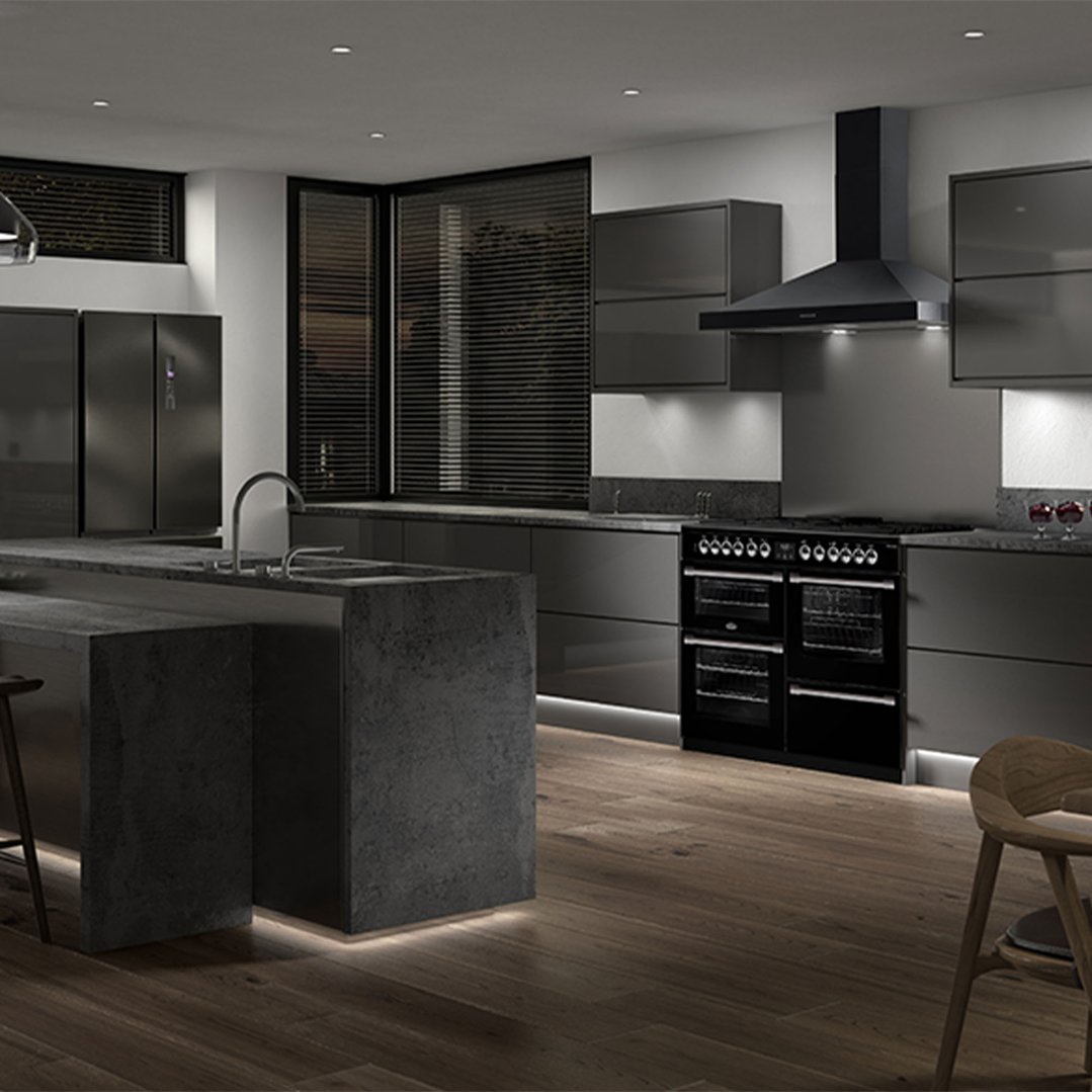 Belling CookCentre Deluxe 110cm Dual Fuel Range Cooker - Black BCC1100DFB