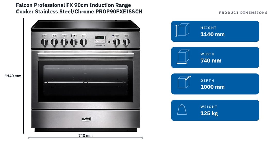 Falcon Professional FX 90cm Induction Range Cooker Stainless Steel/Chrome PROP90FXEISSCH