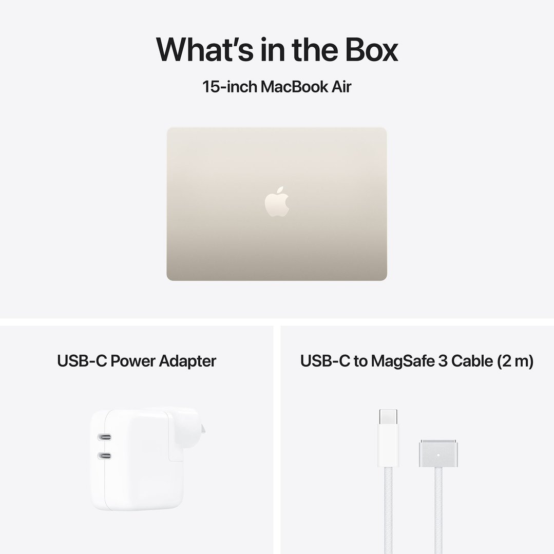 Apple 15" MacBook Air M5 chip with 10‑core CPU and 10‑core GPU, 16GB, 512GB SSD - Starlight MDVD4X/A