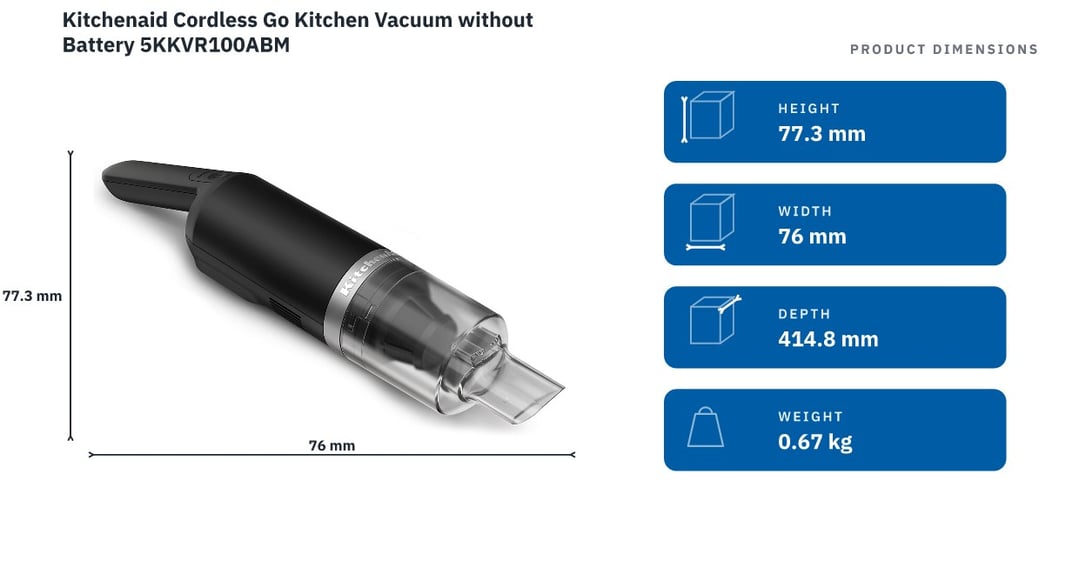 Kitchenaid Cordless Go Kitchen Vacuum without Battery 5KKVR100ABM