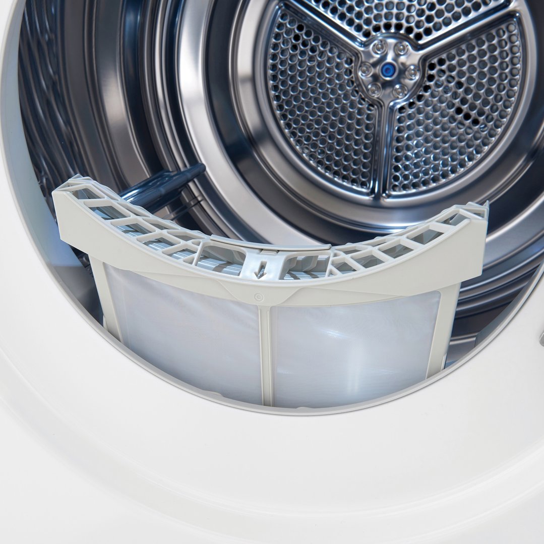 Close up of the lint filter inside an LG heat pump dryer