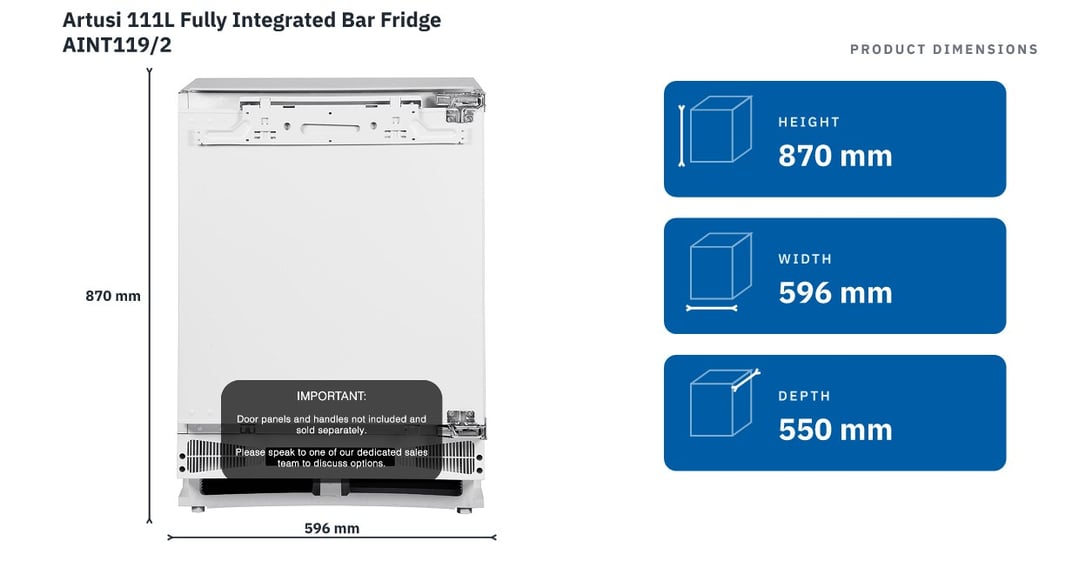 Artusi 111L Fully Integrated Bar Fridge AINT119/2
