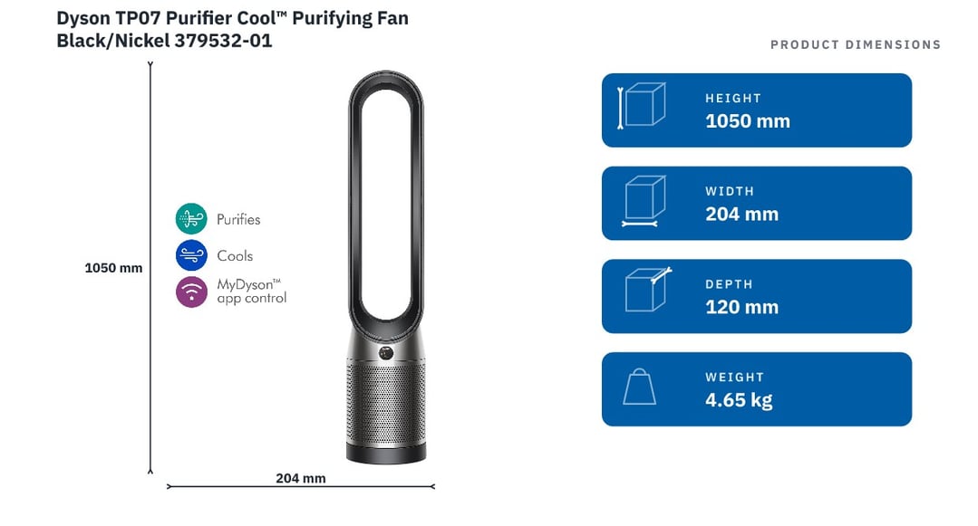 Dyson TP07 Purifier Cool™ Purifying Fan Black/Nickel 379532-01