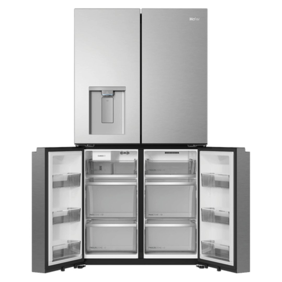 Haier 672L, Quad Door Refrigerator Freezer, Ice & Water, Non-Plumbed, Satina HRF690YNS