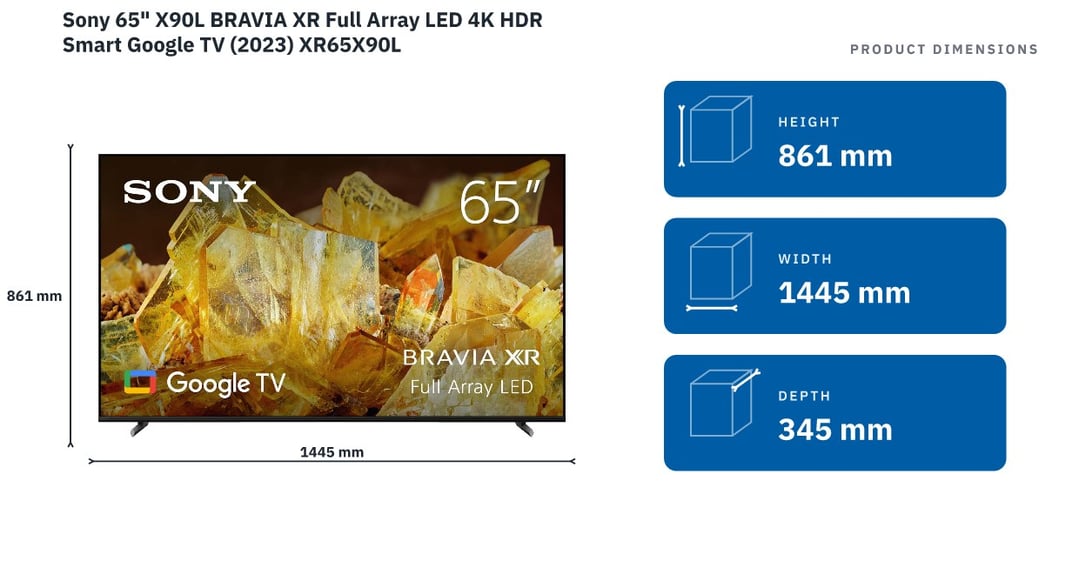 Sony 65" X90L BRAVIA XR Full Array LED 4K HDR Smart Google TV (2023) XR65X90L