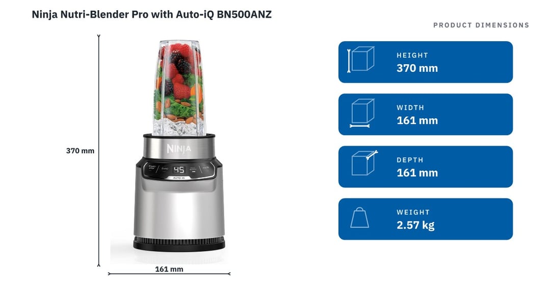 Ninja Nutri-Blender Pro with Auto-iQ BN500ANZ — product dimensions