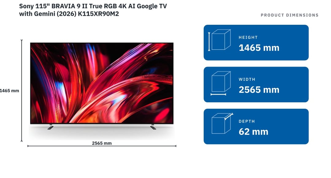 Sony 115" BRAVIA 9 II True RGB 4K AI Google TV with Gemini (2026) K115XR90M2