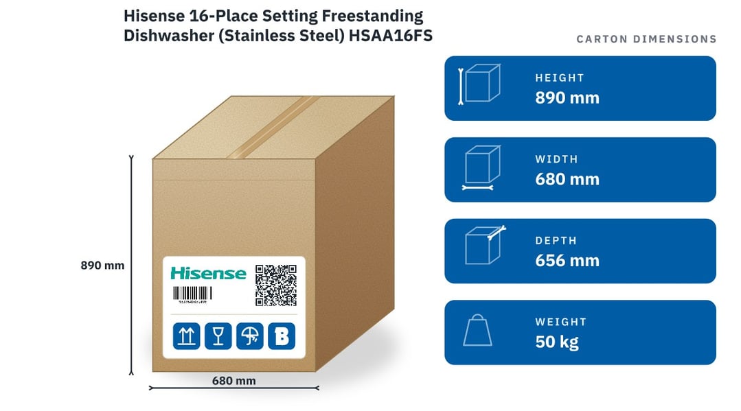 Hisense 16-Place Setting Freestanding Dishwasher (Stainless Steel) HSAA16FS