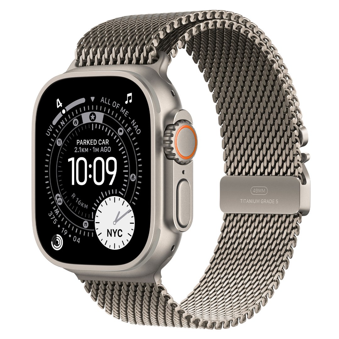 Apple Watch Ultra 3 49mm Natural Titanium Case GPS + Cellular Milanese Loop (Small) MEWW4X/A