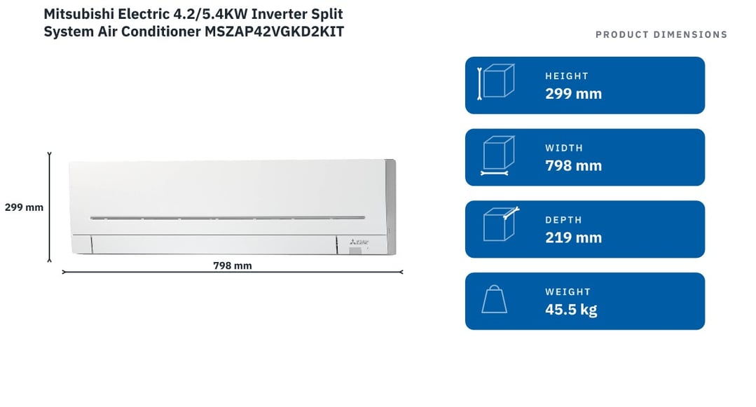 Mitsubishi Electric 4.2/5.4KW Inverter Split System Air Conditioner MSZAP42VGKD2KIT