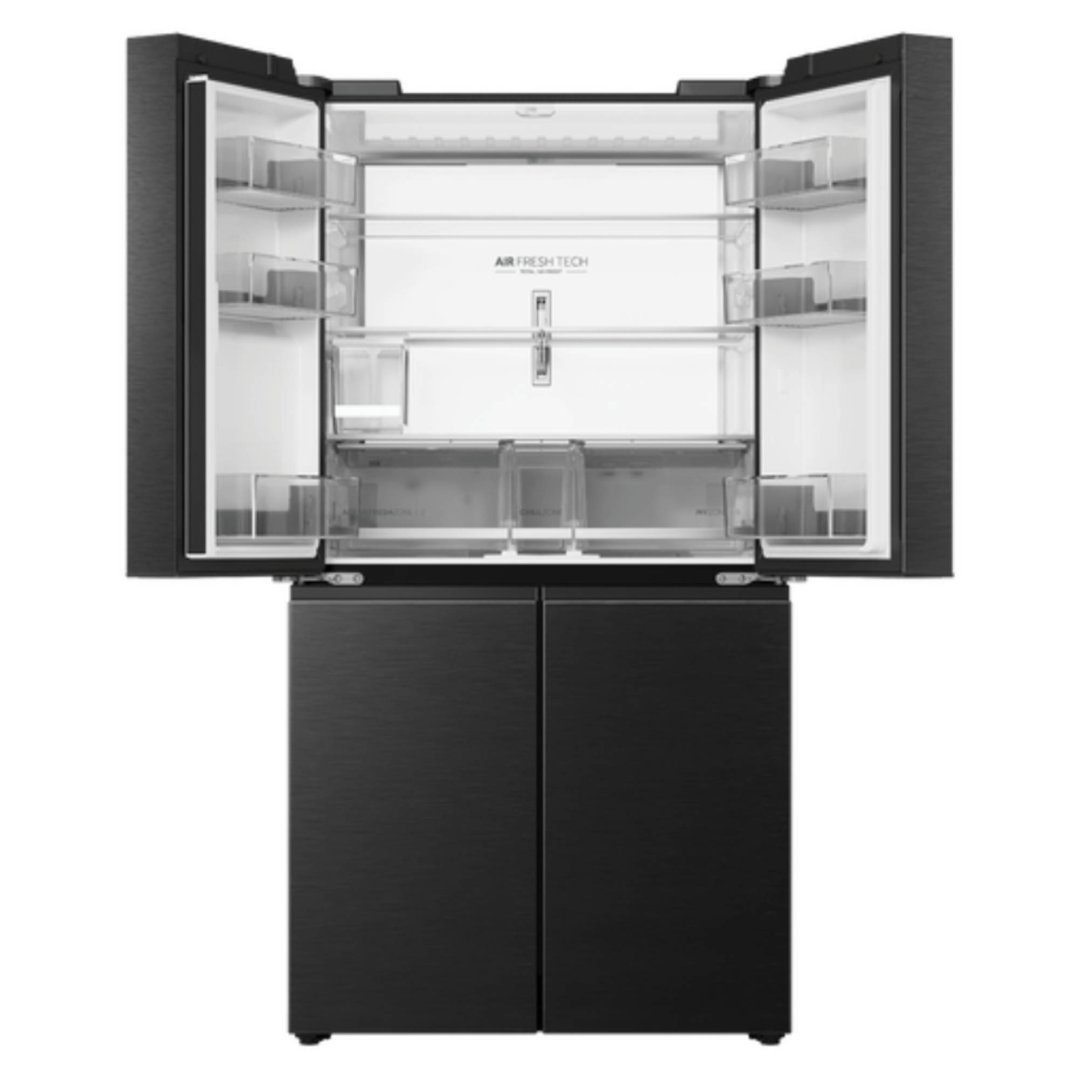 Haier 672L, Quad Door Refrigerator Freezer, Ice & Water, Non-Plumbed, Black HRF690YNC