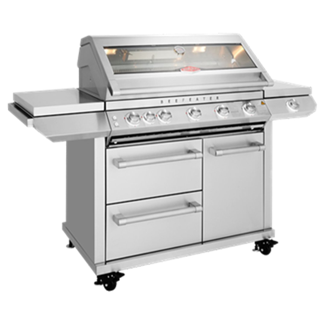 Beefeater 7000 Premium 5 Burner BBQ, Side Burner & Trolley, Stainless Steel BMF7655SA