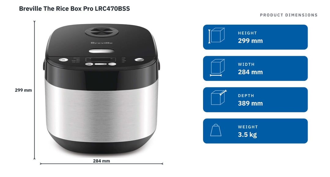 Breville The Rice Box Pro LRC470BSS — product dimensions