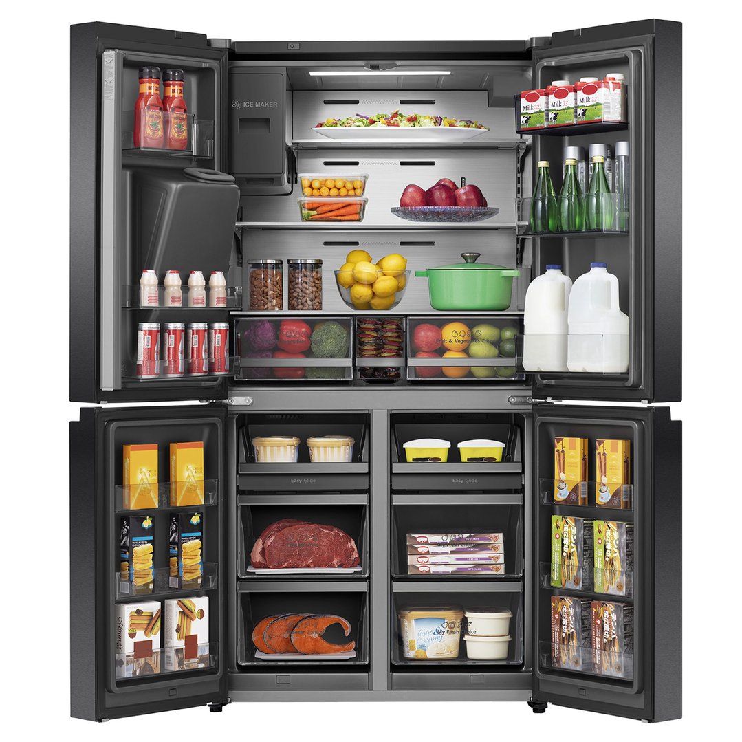 Hisense 585L PureFlat Eclipse French Door Fridge, Black Stainless Steel HRCD586TBWB