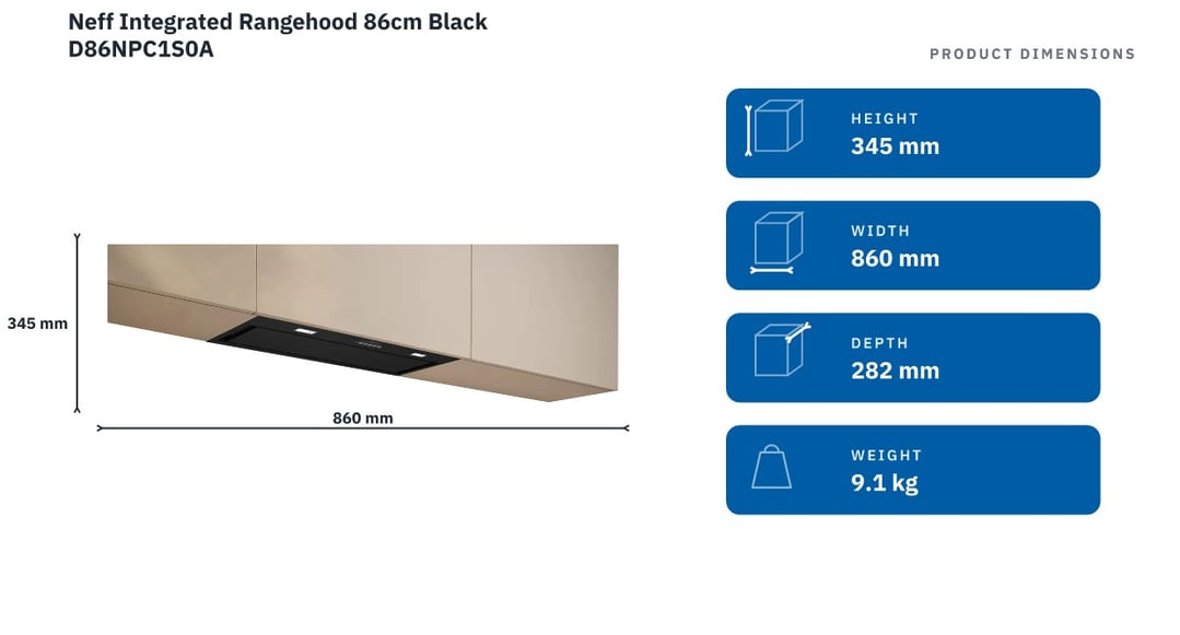Neff Integrated Rangehood 86cm Black D86NPC1S0A