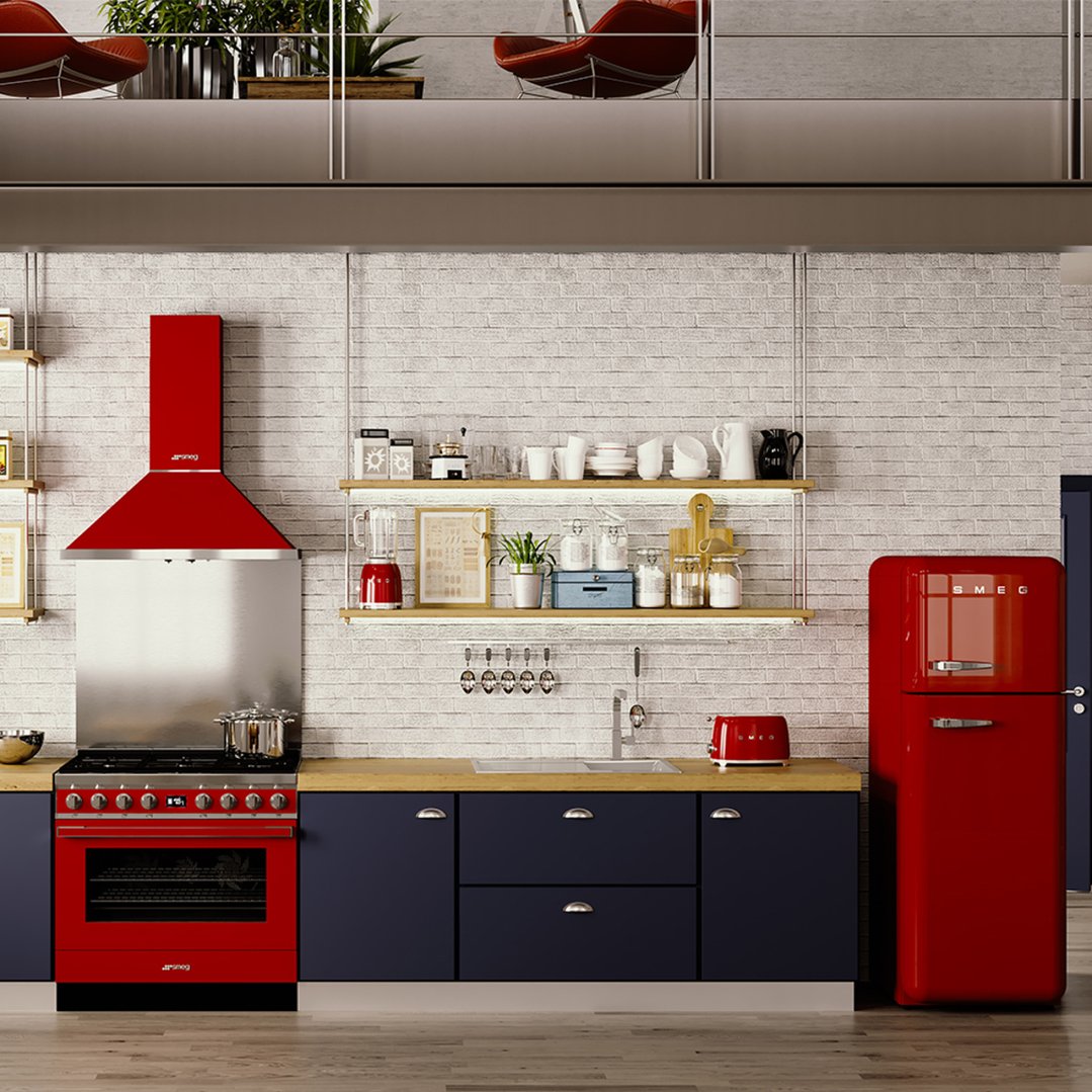 Smeg Portofino By90cm Wallmount Rangehood KPFA9RD